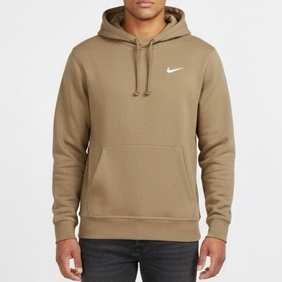Nike Pullover Hoodie Mens M Brown Fleece Kangaroo Pocket Athletic Sweatshirt - Picture 1 of 6